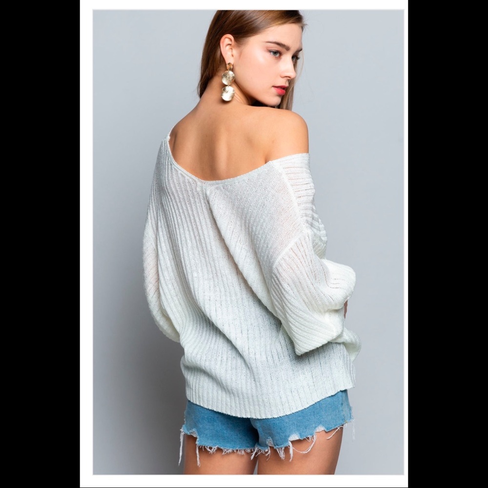 Cream Float on Me Lightweight Sweater Top - Picture 3 of 14